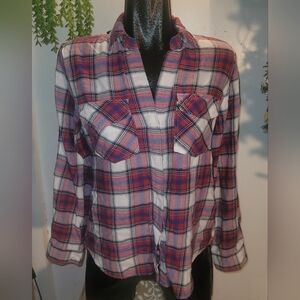 Sam Edelman Red and White Plaid Button Up Shirt S